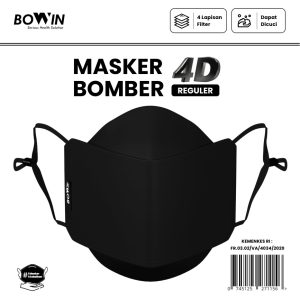 Bowin Masker Bomber - 2x Anti Bakteri & Percikan (Masker Kain 4ply)